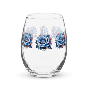 Blue Bloom Wine Glass