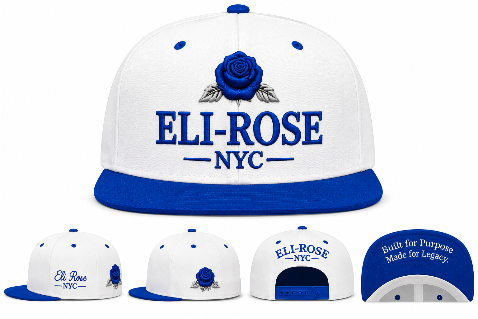 White / Royal Blue NYC Snapback